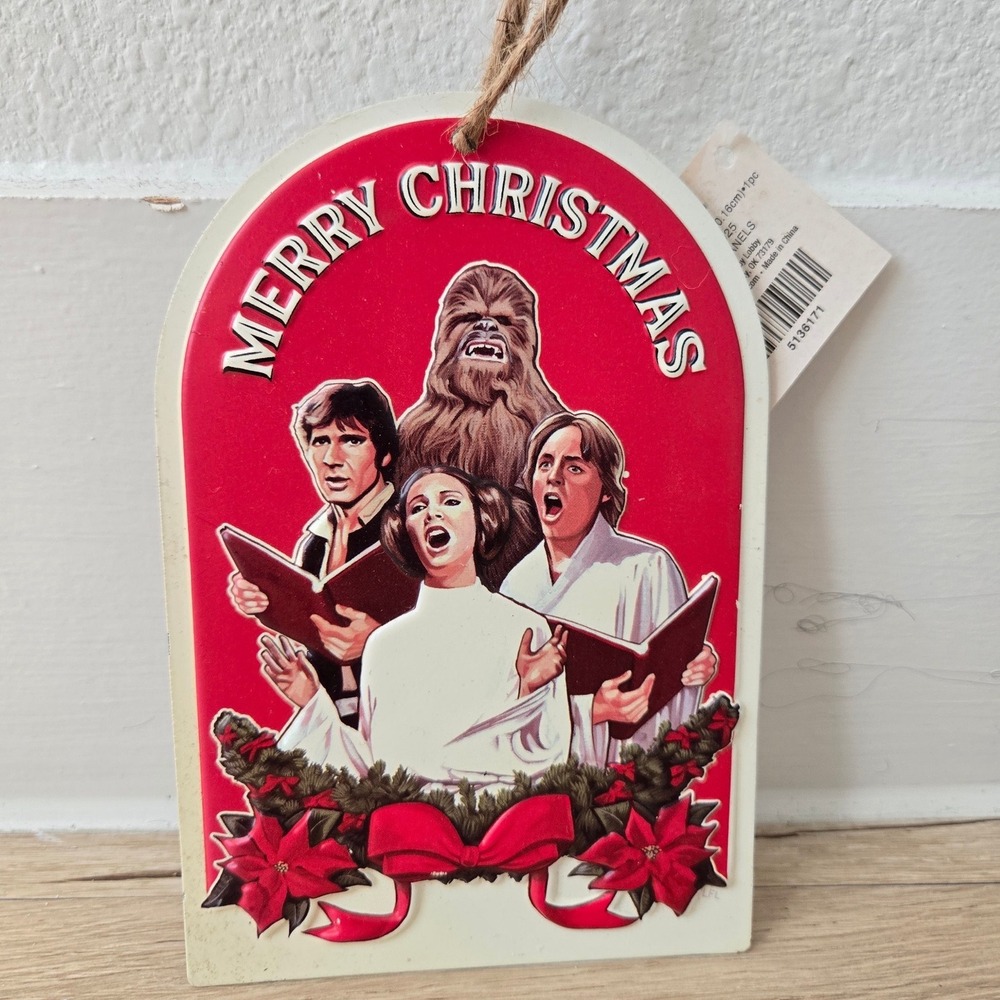Star Wars Merry Christmas Metal Sign Ornament Han Leia Luke Chewbacca 6x4 NEW